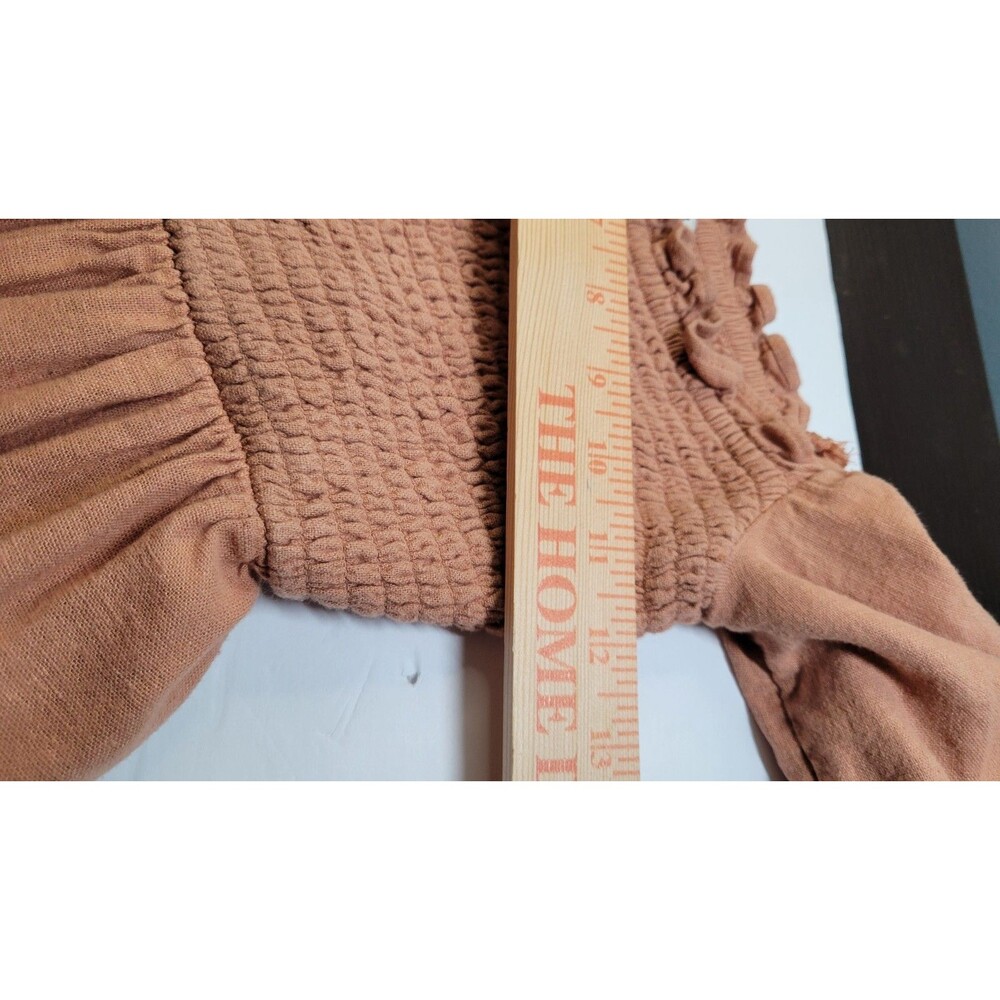 Abercrombie & Fitch Emerson Linen Blend Puff Sleeve Midi Dress Rust M Pockets - Picture 6 of 9